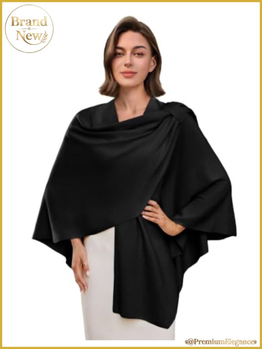 Womens Cross Front Poncho Shawl Wrap Elegant Wedding Formal Knit